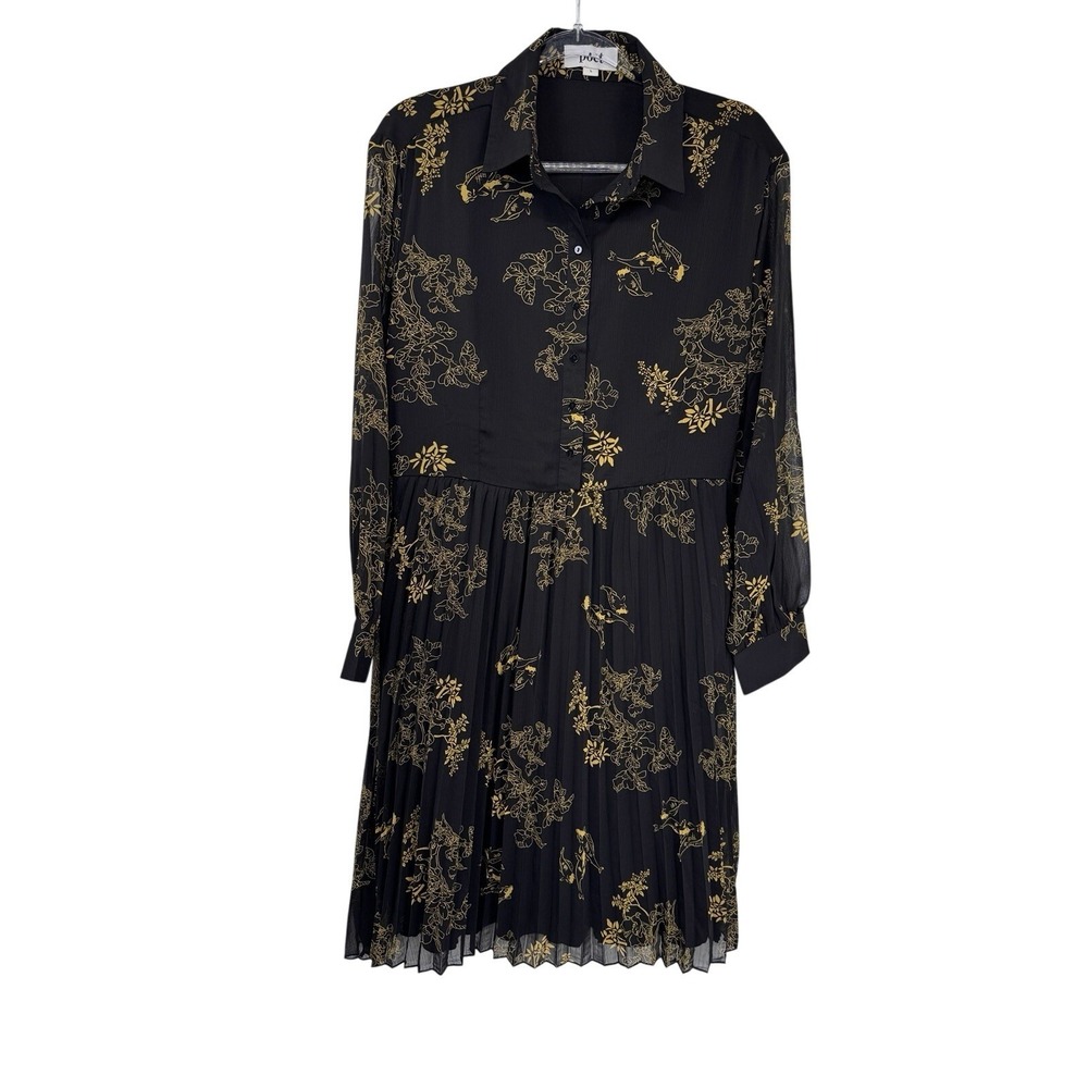 Poet Maxi Dress Womens Large Black Gold Haiku Koi Fish Print